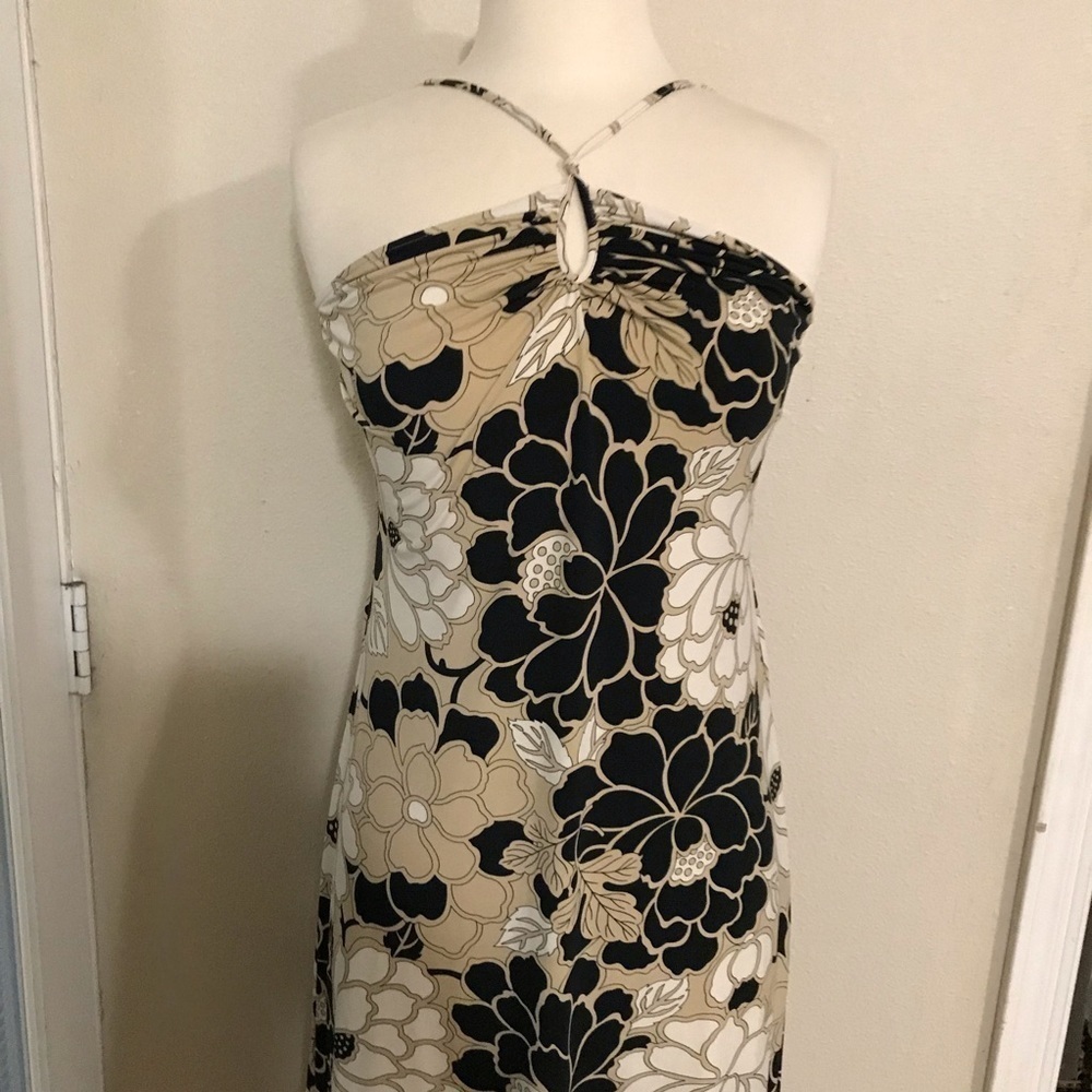 BCBG MAXAZRIA Cross back halter straps summer dress sz L - Picture 4 of 6